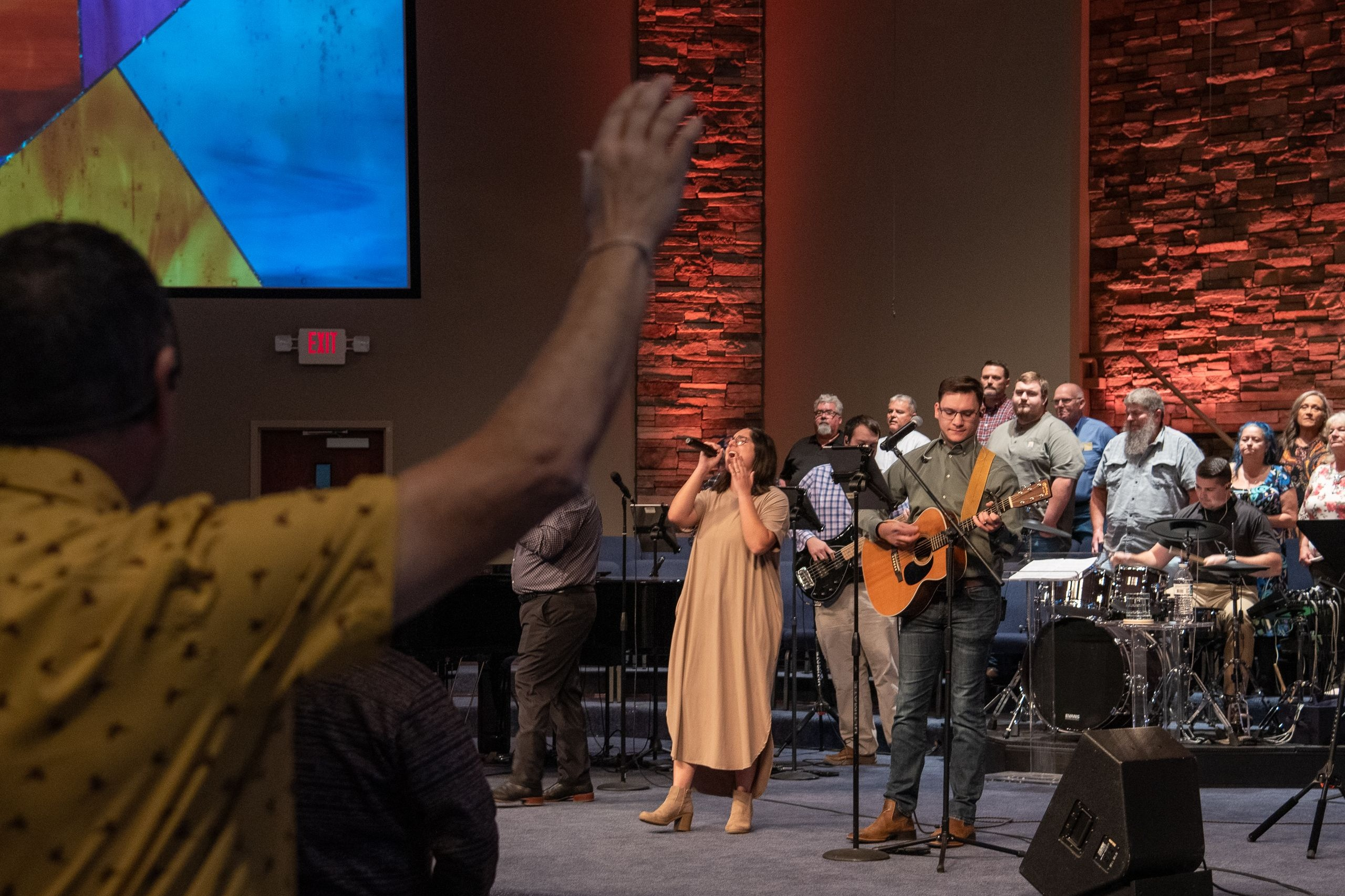 Worship with hand raising